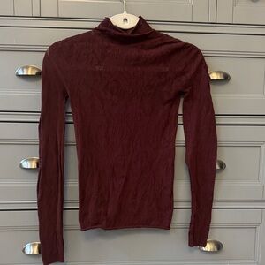 Aritzia Burgundy Lace Long Sleeve Top